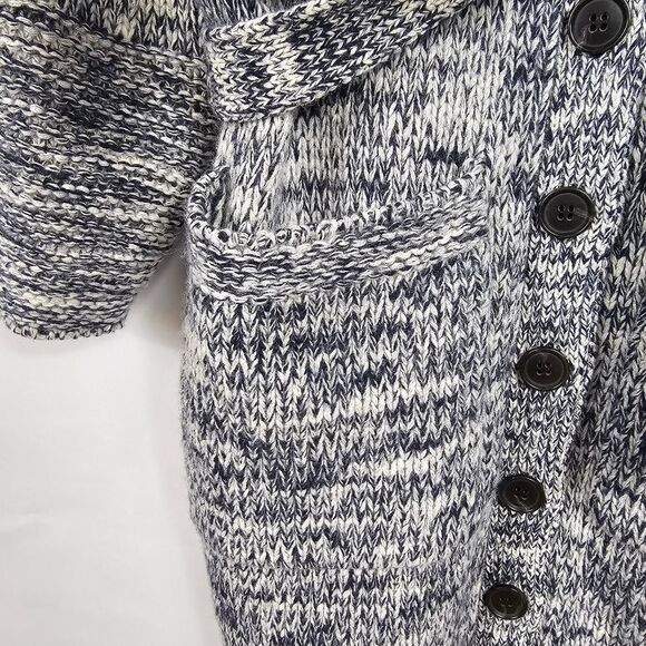 Frame Belted Melange Wool Blend Belted Cardigan in Navy and Light Gray Size S - Picture 9 of 14